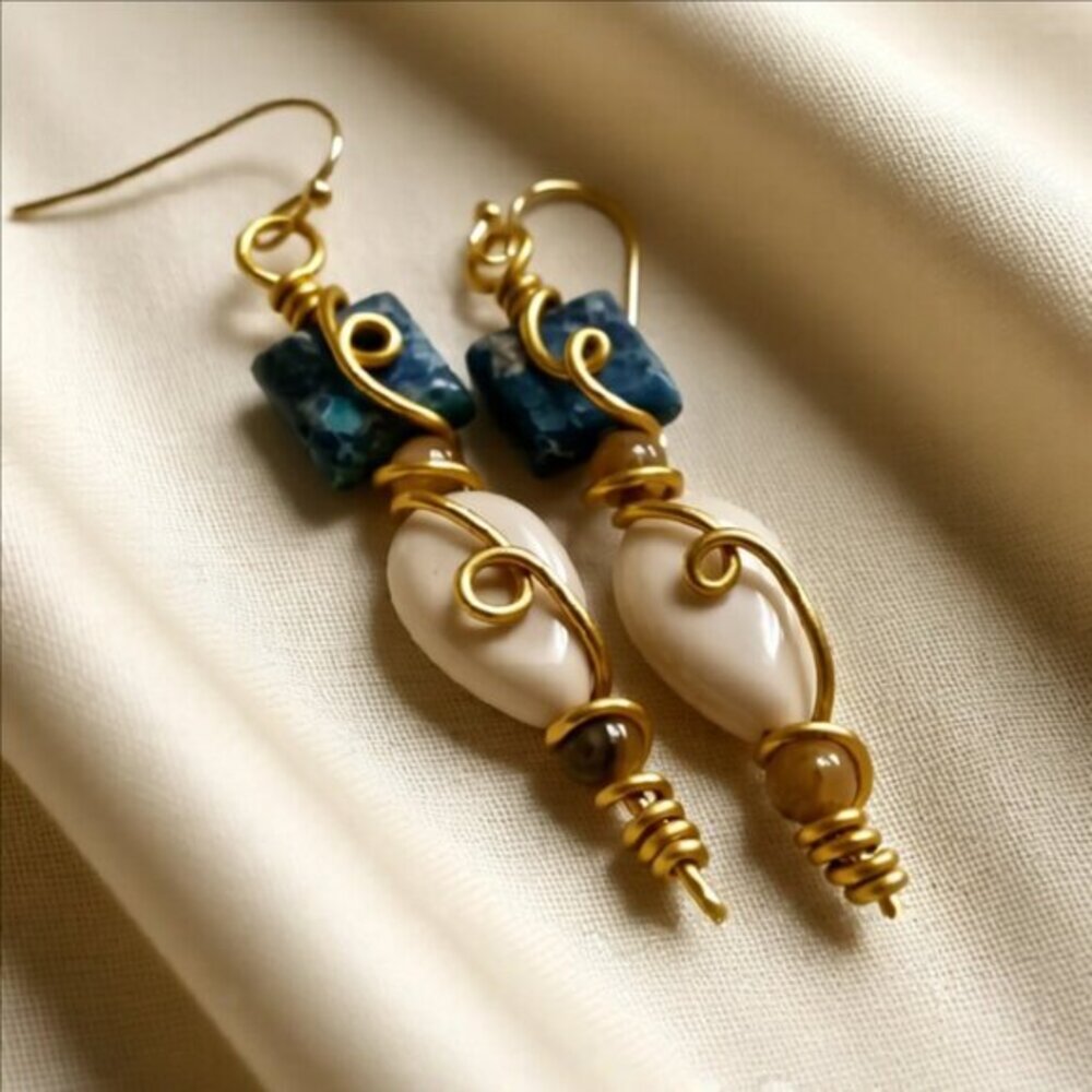 Gorgeous Feminine Scepter Stack Earrings | Semi-Precious Stone Beads